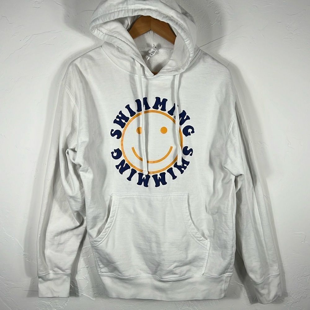 🔥 SWIMMING SMILEY FACE Thick Quality‎ Graphic HOODIE Sweatshirt - Men Sz Medium